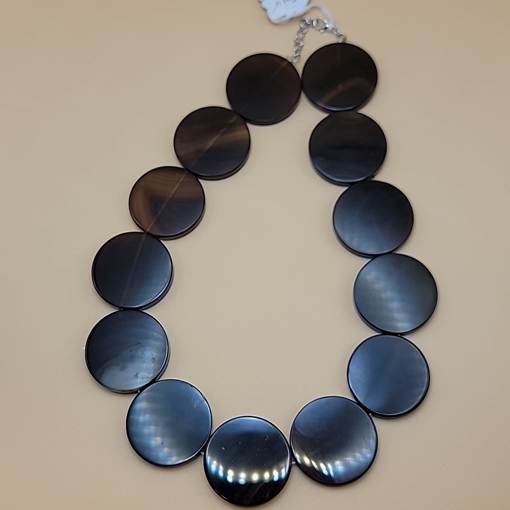NWT 1091 Cts Massive 37mm Agate Disc Beaded Crystal Gemstone Statement  Necklace - Picture 13 of 13
